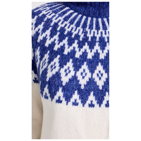 Alex Mill "Bailey" Fair Isle Turtleneck Sweater | Small | Blue & White | Nordic - Picture 8 of 8